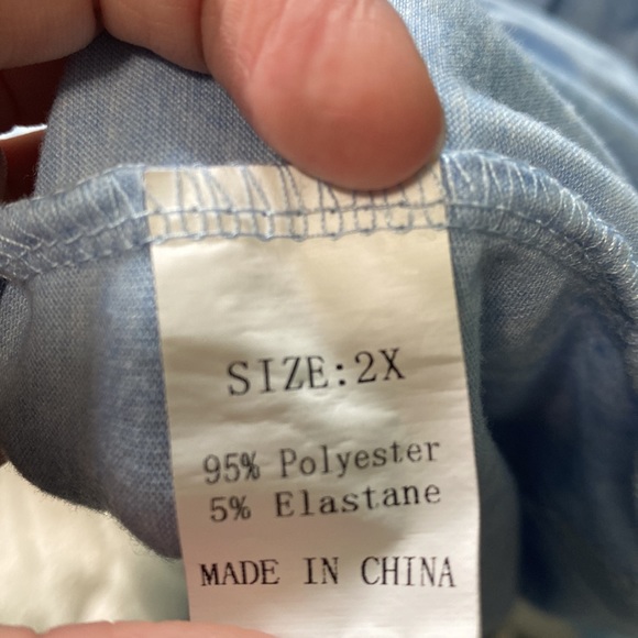 Light Blue V-Neck Long Sleeve Shirt sz 2x - Picture 4 of 4